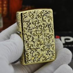 Zippo Chính Hãng Đồng Bóng Khắc Hoa Văn 5 Arabesque G9 vỏ dày - Mã SP: ZPC1168-169