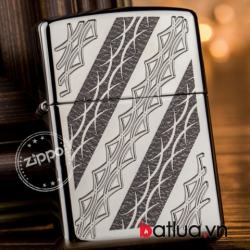 Zippo chính hãng kẻ chéo sang trọng bản armor mầu bạc - Mã SP: ZPC1251