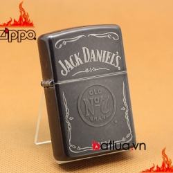 Zippo Chính Hãng Màu Xám Hình Rượu Vang Jack Daniel - Mã SP: ZPC1330