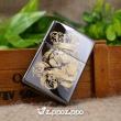 Zippo Đen Bóng Khắc Mạ Vàng Hình Sư Tử Đội Vương Miện (260)