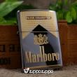 Zippo Màu Đen Bóng KHắc Logo Marlboro Mạ Vàng