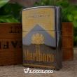 Zippo Màu Đen Bóng KHắc Logo Marlboro Mạ Vàng