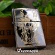 Zippo MÀu đen Bóng KHắc Quan Vân Trường Mạ VÀng