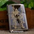 Zippo MÀu đen Bóng KHắc Quan Vân Trường Mạ VÀng