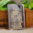 Zippo MÀu đen Bóng KHắc Quan Vân Trường Mạ VÀng