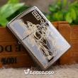 Zippo MÀu đen Bóng KHắc Quan Vân Trường Mạ VÀng